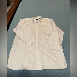 NWT Ralph Lauren Dress Shirt Mens 21 36/37
blue striped Button Up Long Sleeve
